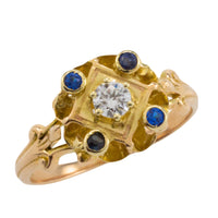 Vintage sapphire and diamond ring in 14 carat gold-Vintage Rings-The Antique Ring Shop
