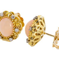 Angel skin and diamond earrings in 14 carat gold-The Antique Ring Shop