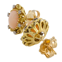 Angel skin and diamond earrings in 14 carat gold-The Antique Ring Shop
