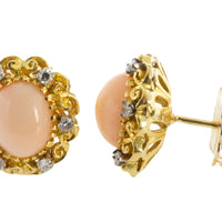 Angel skin and diamond earrings in 14 carat gold-The Antique Ring Shop