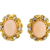 Angel skin and diamond earrings in 14 carat gold-The Antique Ring Shop