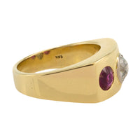 Old cut diamond and synthetic ruby ring in 18 carat gold-Vintage Rings-The Antique Ring Shop