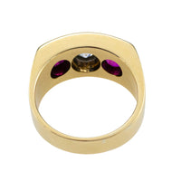 Old cut diamond and synthetic ruby ring in 18 carat gold-Vintage Rings-The Antique Ring Shop