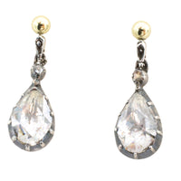 Rose diamond drop earrings in silver and gold-Earrings-The Antique Ring Shop
