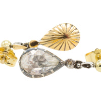 Rose diamond drop earrings in silver and gold-Earrings-The Antique Ring Shop
