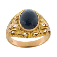 Vintage cabochon sappire ring in 14 carat gold-gents rings-The Antique Ring Shop