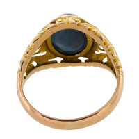 Vintage cabochon sappire ring in 14 carat gold-gents rings-The Antique Ring Shop