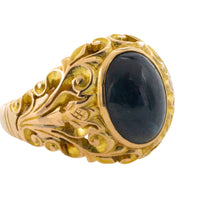 Vintage cabochon sappire ring in 14 carat gold-gents rings-The Antique Ring Shop
