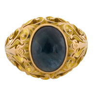 Vintage cabochon sappire ring in 14 carat gold-gents rings-The Antique Ring Shop