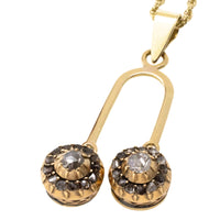 Double rose diamond pendant in 14 carat gold-Pendants-The Antique Ring Shop