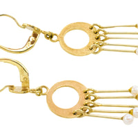 Pearl pendant earrings in 14 carat gold-Earrings-The Antique Ring Shop