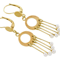 Pearl pendant earrings in 14 carat gold-Earrings-The Antique Ring Shop