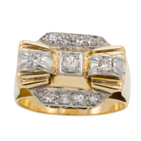 Vinateg Art Deco diamond ring in 18 carat gold-Vintage Rings-The Antique Ring Shop