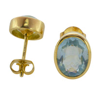 Aquamarine stud earrings in 14 carat gold-Earrings-The Antique Ring Shop