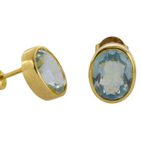 Aquamarine stud earrings in 14 carat gold-Earrings-The Antique Ring Shop