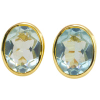 Aquamarine stud earrings in 14 carat gold-Earrings-The Antique Ring Shop
