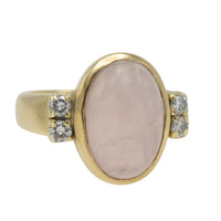 Rose quartz and diamond ring-Vintage Rings-The Antique Ring Shop
