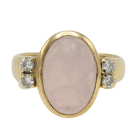Rose quartz and diamond ring-Vintage Rings-The Antique Ring Shop