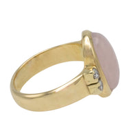 Rose quartz and diamond ring-Vintage Rings-The Antique Ring Shop
