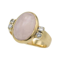 Rose quartz and diamond ring-Vintage Rings-The Antique Ring Shop