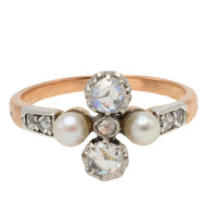 Antique rose diamond and pearl ring in silver and gold-Antique rings-The Antique Ring Shop