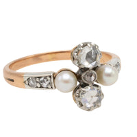 Antique rose diamond and pearl ring in silver and gold-Antique rings-The Antique Ring Shop