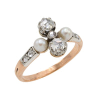 Antique rose diamond and pearl ring in silver and gold-Antique rings-The Antique Ring Shop