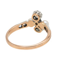 Antique rose diamond and pearl ring in silver and gold-Antique rings-The Antique Ring Shop