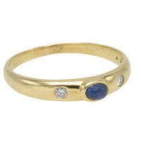Cabochon sapphire and diamond ring-wedding rings-The Antique Ring Shop