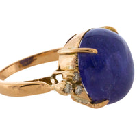 Cabochon tanzanite and diamond ring-Vintage Rings-The Antique Ring Shop