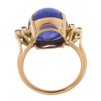 Cabochon tanzanite and diamond ring-Vintage Rings-The Antique Ring Shop