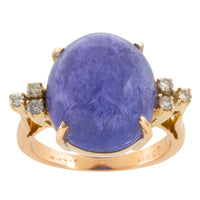 Cabochon tanzanite and diamond ring-Vintage Rings-The Antique Ring Shop