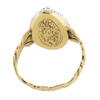 Rose diamond cobolt glass ring in gold and silver-Antique rings-The Antique Ring Shop