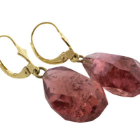Faceted tourmaline pendant earrings-Earrings-The Antique Ring Shop