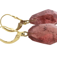 Faceted tourmaline pendant earrings-Earrings-The Antique Ring Shop