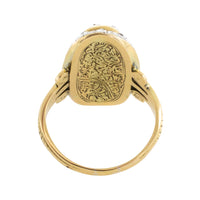 Rose diamond cobolt glass ring in gold and silver-Antique rings-The Antique Ring Shop