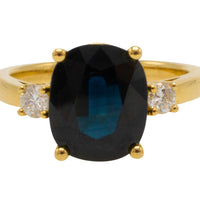 Sapphire and diamond ring in 18 carat gold-engagement rings-The Antique Ring Shop