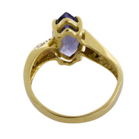 Iolite and diamond ring in 14 carat gold-Vintage Rings-The Antique Ring Shop