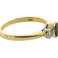 Sapphire and diamond three stone ring