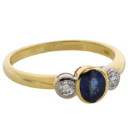 Sapphire and diamond three stone ring