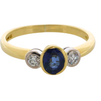 Sapphire and diamond three stone ring