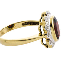 Garnets and diamond ring in 14 carat gold-engagement rings-The Antique Ring Shop