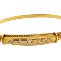 Edwardian hinged bracelet with old cut diamonds-Bracelets-The Antique Ring Shop