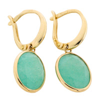 Green quartz earrings in 14 carat gold-Earrings-The Antique Ring Shop