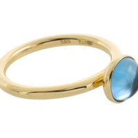Cabochon blue topaz ring in 14 carat gold-engagement rings-The Antique Ring Shop