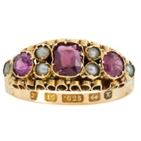 Victorian garnet and pearl ring from 1872-Antique rings-The Antique Ring Shop