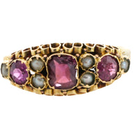 Victorian garnet and pearl ring from 1872-Antique rings-The Antique Ring Shop