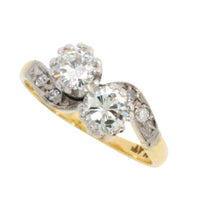 Diamond Toi et Moi ring in 18 carat gold and platinum-engagement rings-The Antique Ring Shop