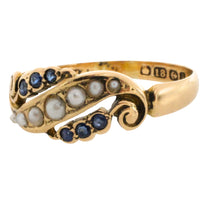 Edwardian sapphire and pearl ring from 1908-Antique rings-The Antique Ring Shop
