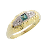 Tourmaline and diamond ring in 14 carat gold-Vintage Rings-The Antique Ring Shop